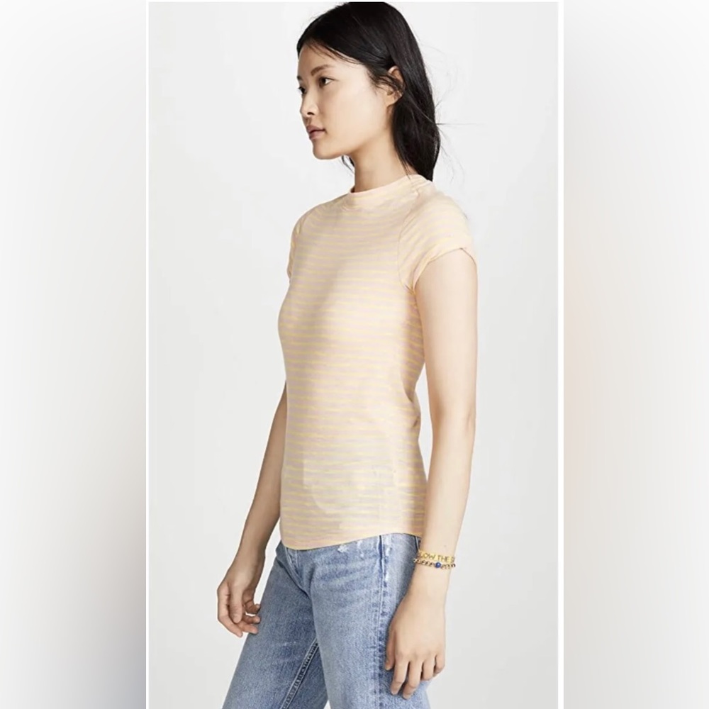 NWT. Free People Night Sky Tee Size L - Summer Rose and Yellow Stripe - Picture 5 of 7